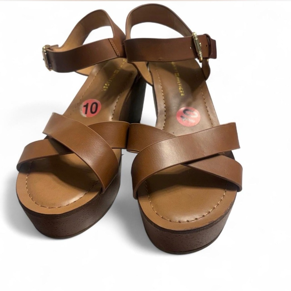 Tommy Hilfiger Tan Leather Sandals